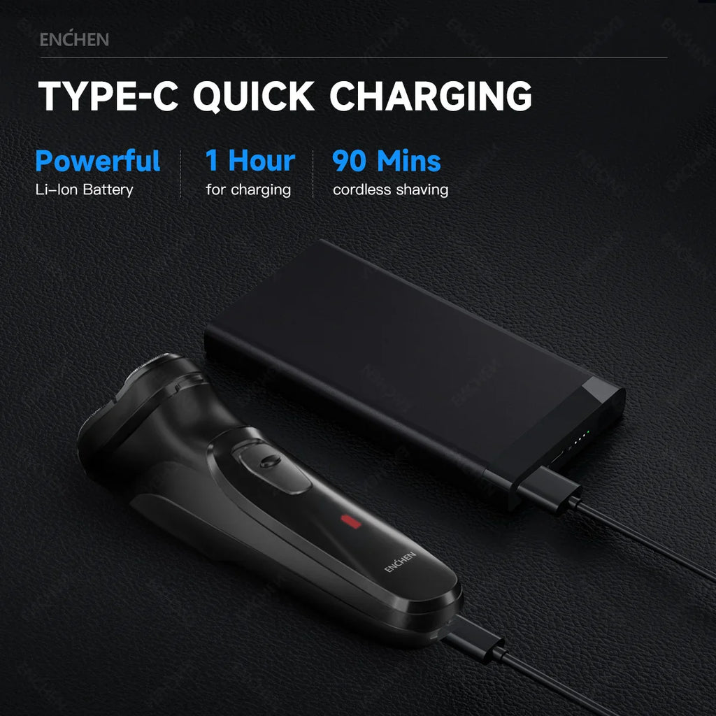Afeitadora Eléctrica Rotativa 3D con Carga USB-C