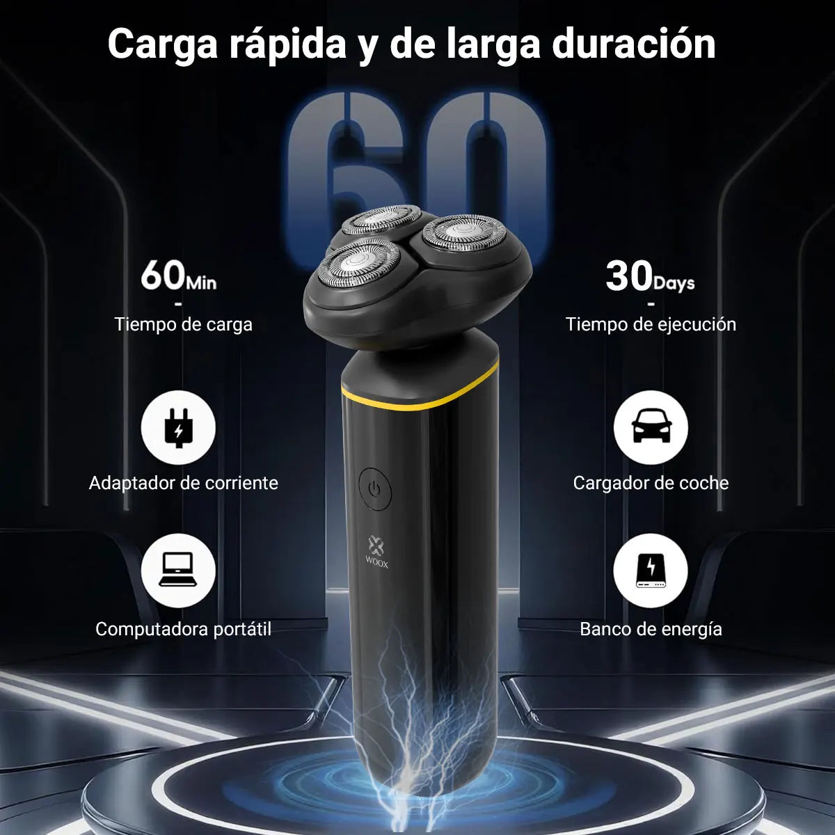 Máquina de Afeitar Eléctrica de Precisión – Cabezal Magnético y Pantalla LED