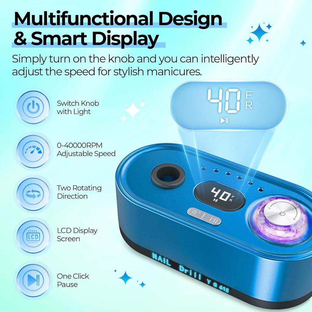 Torno para Uñas Profesional 40,000 RPM con Pantalla LCD