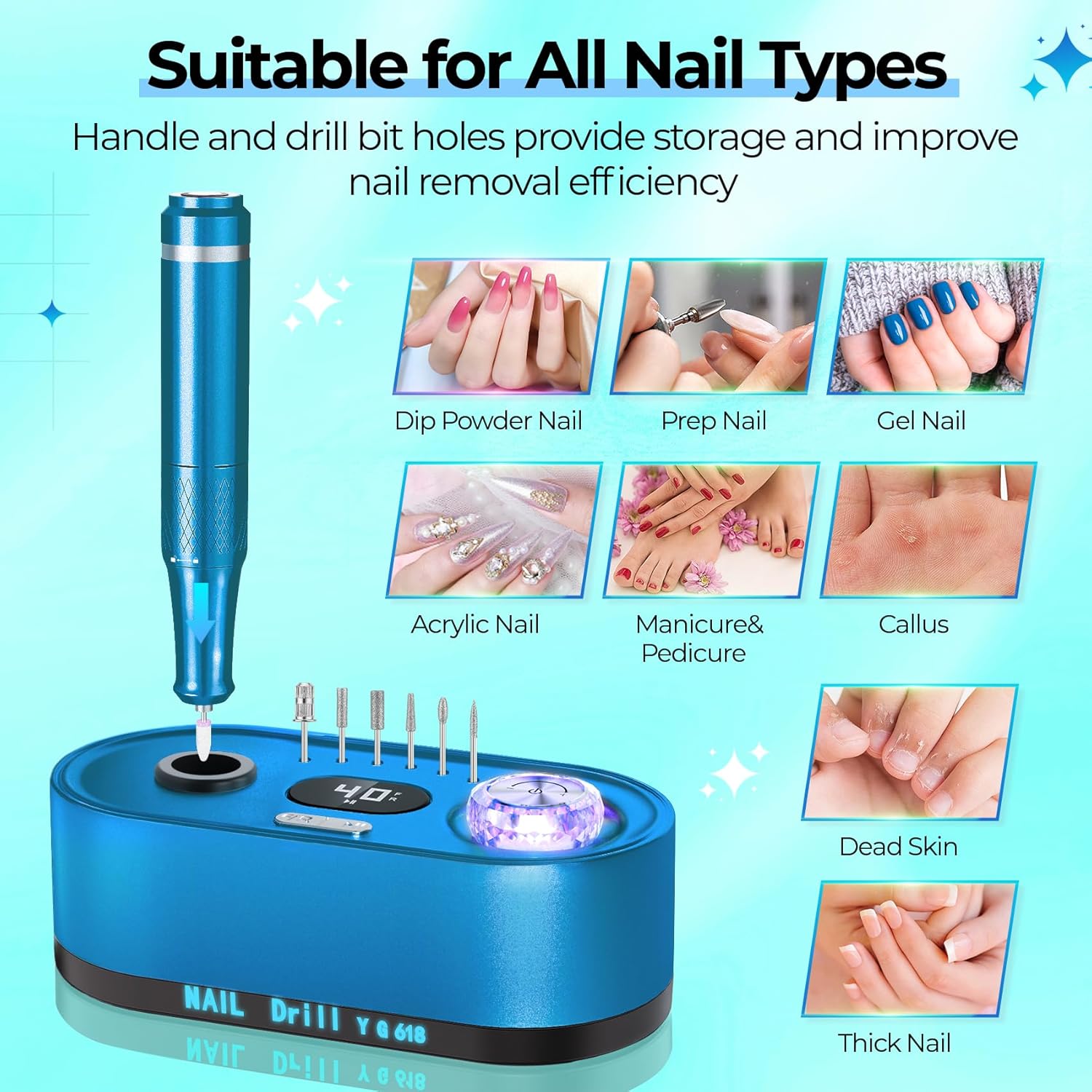 Torno para Uñas Profesional 40,000 RPM con Pantalla LCD