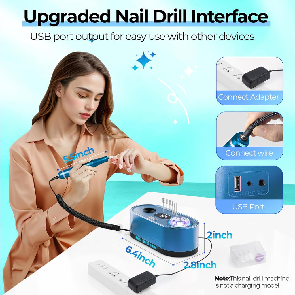Torno para Uñas Profesional 40,000 RPM con Pantalla LCD
