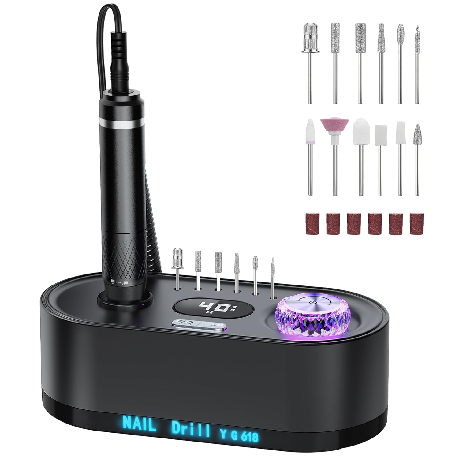 Torno para Uñas Profesional 40,000 RPM con Pantalla LCD