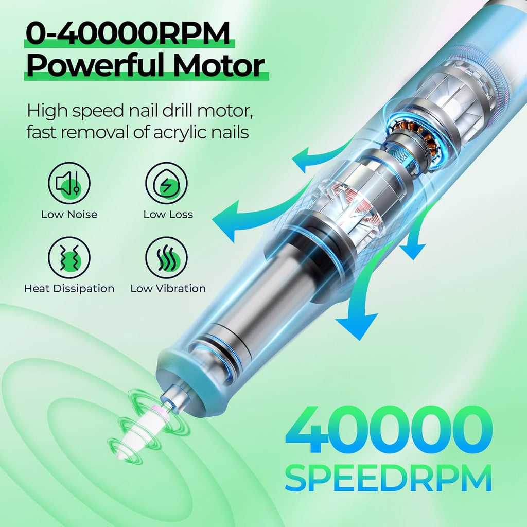 Torno para Uñas Profesional 40,000 RPM con Pantalla LCD