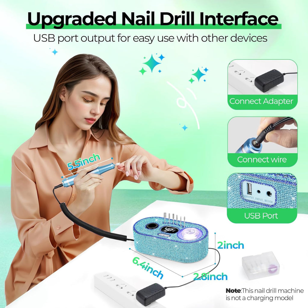Torno para Uñas Profesional 40,000 RPM con Pantalla LCD