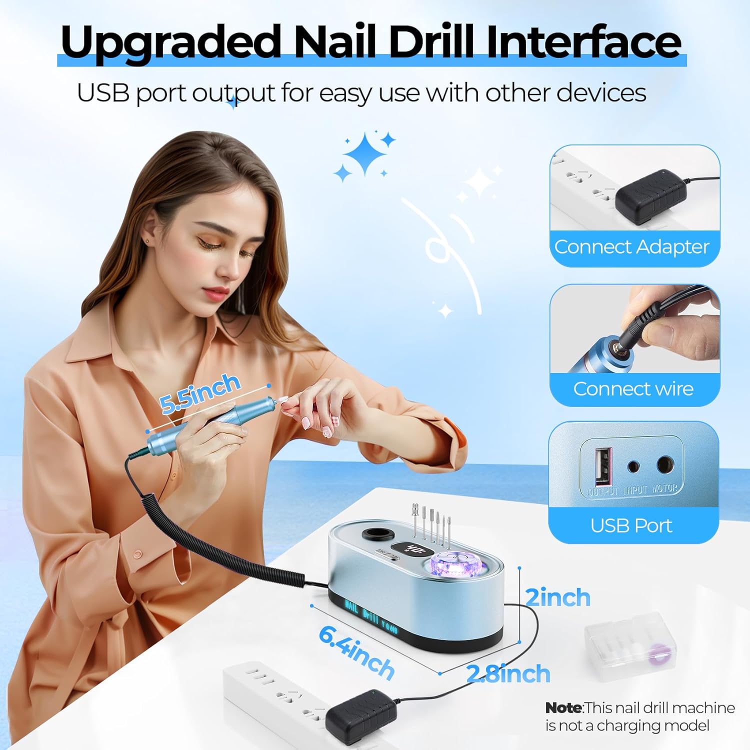 Torno para Uñas Profesional 40,000 RPM con Pantalla LCD