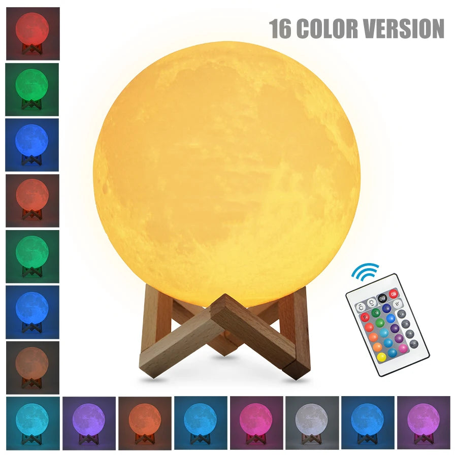 Lámpara de Luna 3D con Control Táctil – Recargable y Ajustable