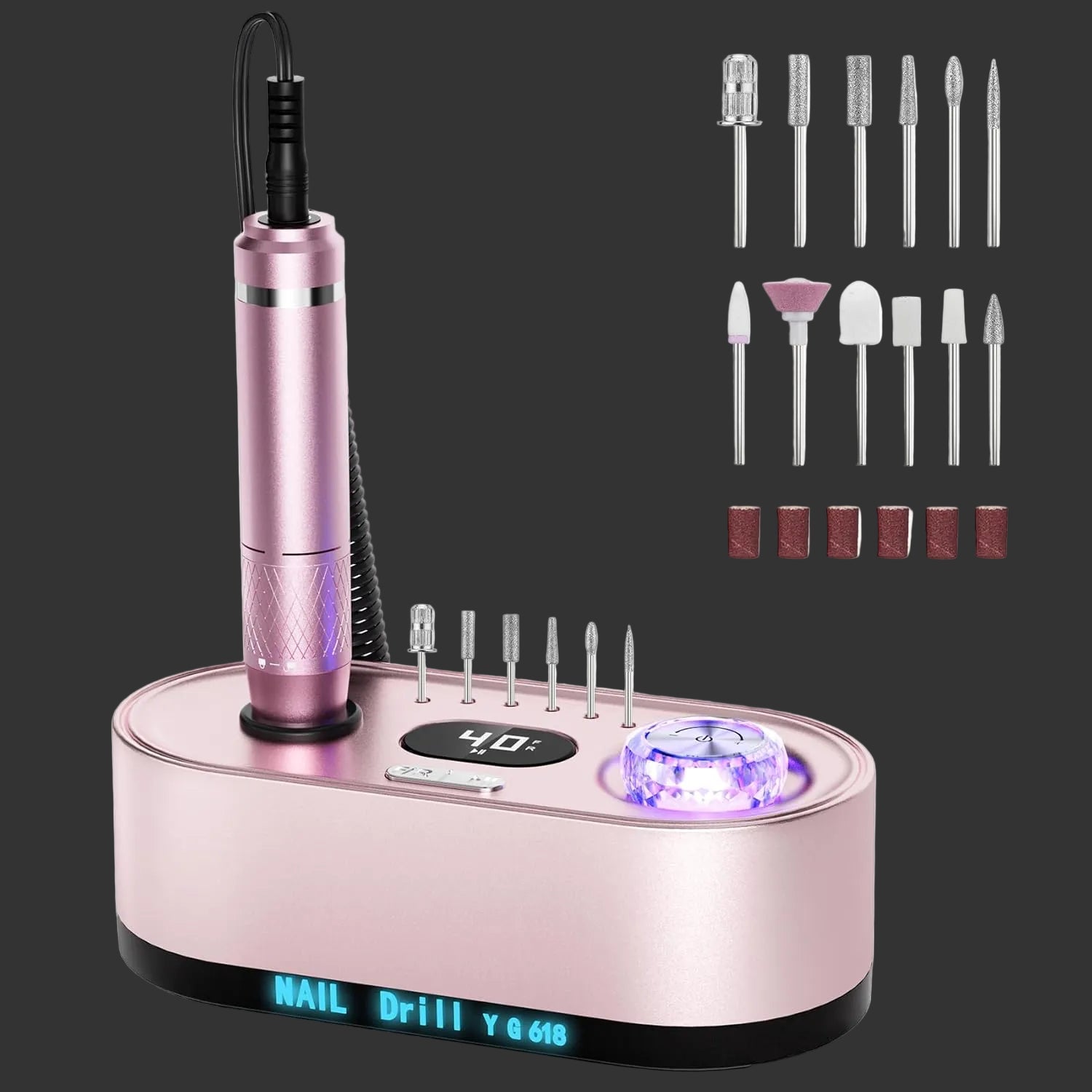 Torno para Uñas Profesional 40,000 RPM con Pantalla LCD