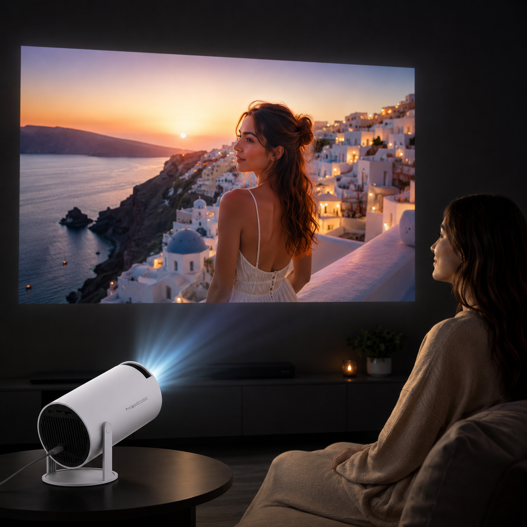Proyector Inteligente Magcubic HY300 PRO | Mini Proyector Portátil Android 14 con WiFi 6 Dual, 290 ANSI, Soporte 8K, Bluetooth 5.4 y Rotación de 180°