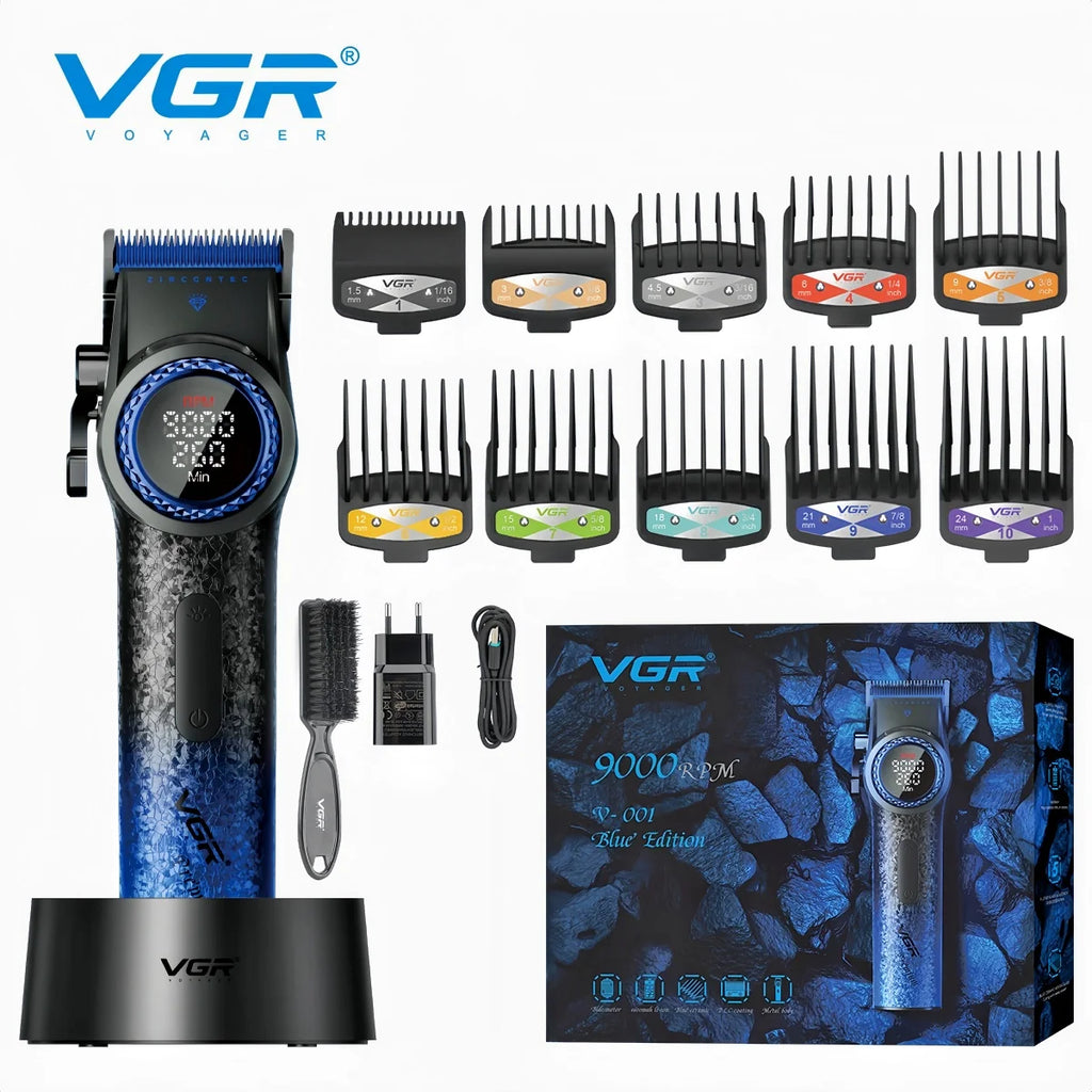 Cortapelos Profesional VGR V-001 – Motor de 9000 RPM, Cuchillas DLC y Batería de 4600 mAh