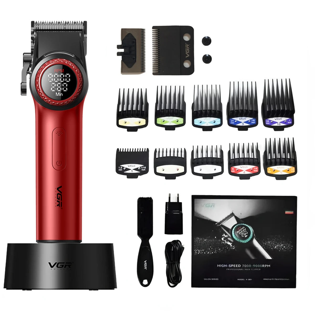 Cortapelos Profesional VGR V-001 – Motor de 9000 RPM, Cuchillas DLC y Batería de 4600 mAh