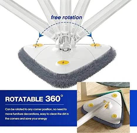 Mopa Triangular Telescópica Giratoria 360° | Fregona de Limpieza con Autoescurrido para Uso Seco y Húmedo de Alta Absorción Untior