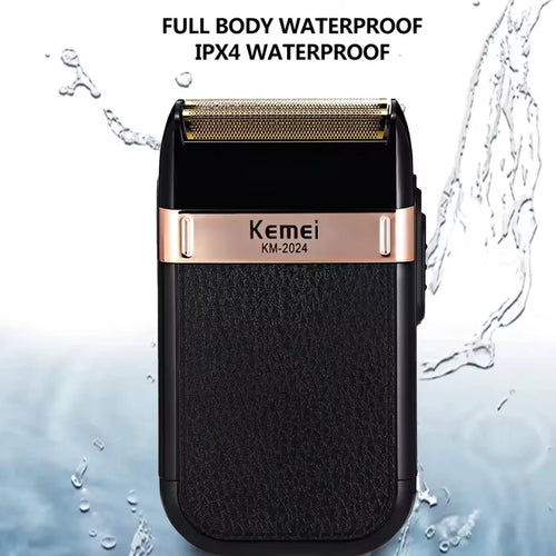 Afeitadora Eléctrica Kemei KM-2024 – Recíproca de Doble Hoja y Resistente al Agua