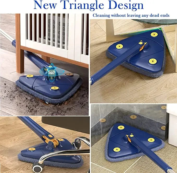 Mopa Triangular Telescópica Giratoria 360° | Fregona de Limpieza con Autoescurrido para Uso Seco y Húmedo de Alta Absorción Untior