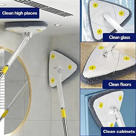 Mopa Triangular Telescópica Giratoria 360° | Fregona de Limpieza con Autoescurrido para Uso Seco y Húmedo de Alta Absorción Untior