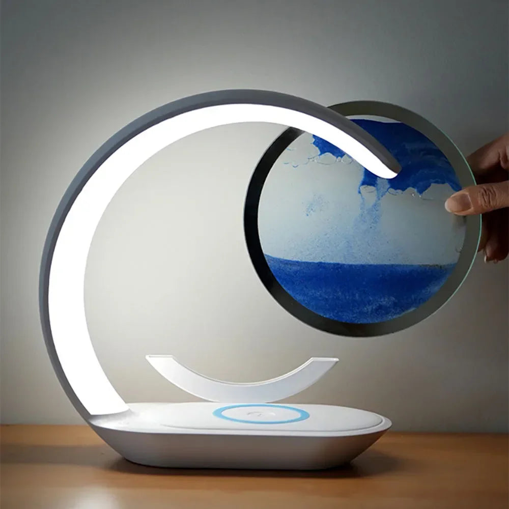 Lámpara de Mesa de Arena 3D con Carga Inalámbrica de 15W