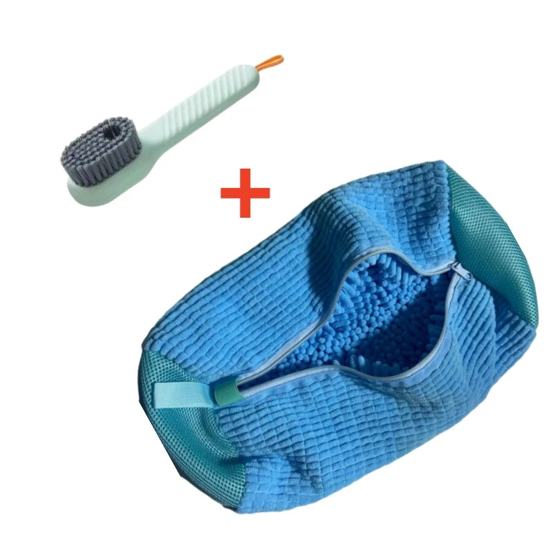 Kit de Lavado de Calzado – Bolsa Protectora para Lavadora y Cepillo de Limpieza con Dispensador