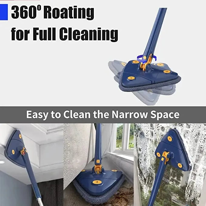 Mopa Triangular Telescópica Giratoria 360° | Fregona de Limpieza con Autoescurrido para Uso Seco y Húmedo de Alta Absorción Untior