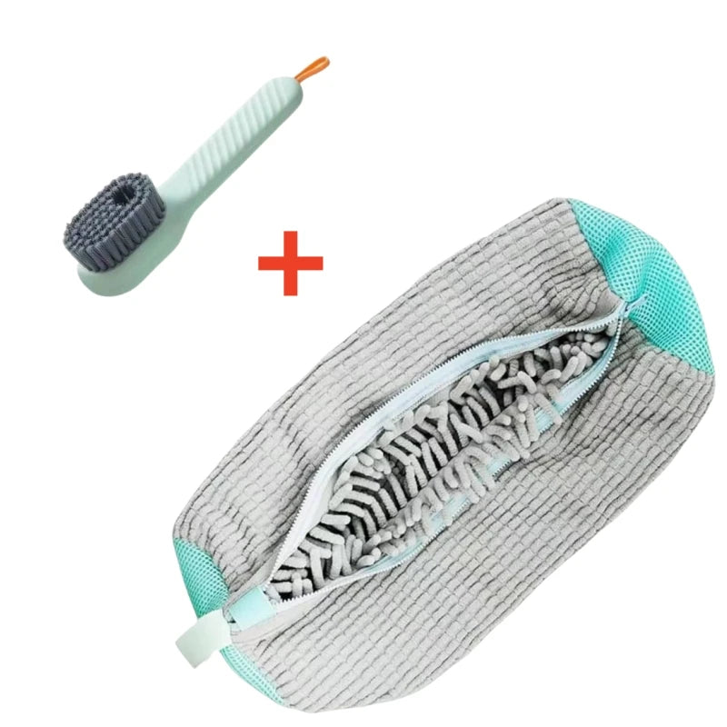 Kit de Lavado de Calzado – Bolsa Protectora para Lavadora y Cepillo de Limpieza con Dispensador