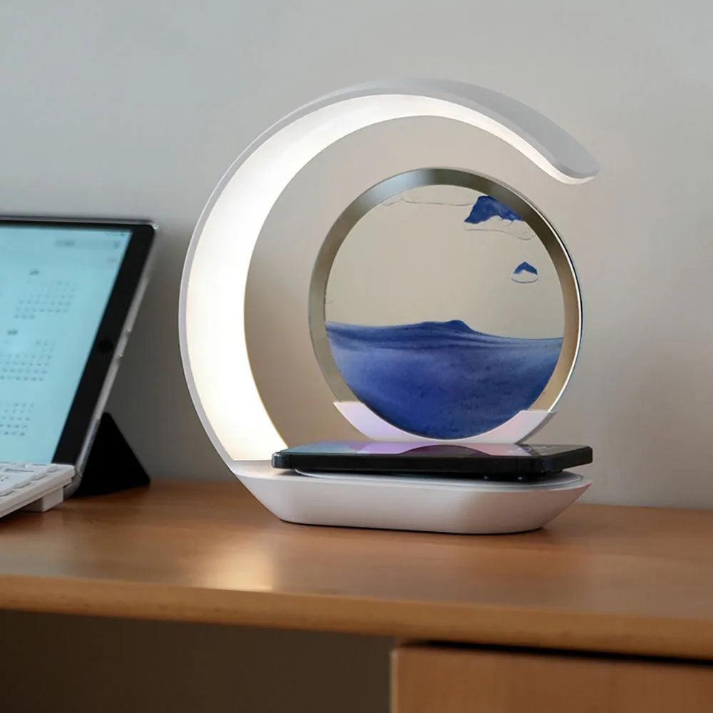 Lámpara de Mesa de Arena 3D con Carga Inalámbrica de 15W