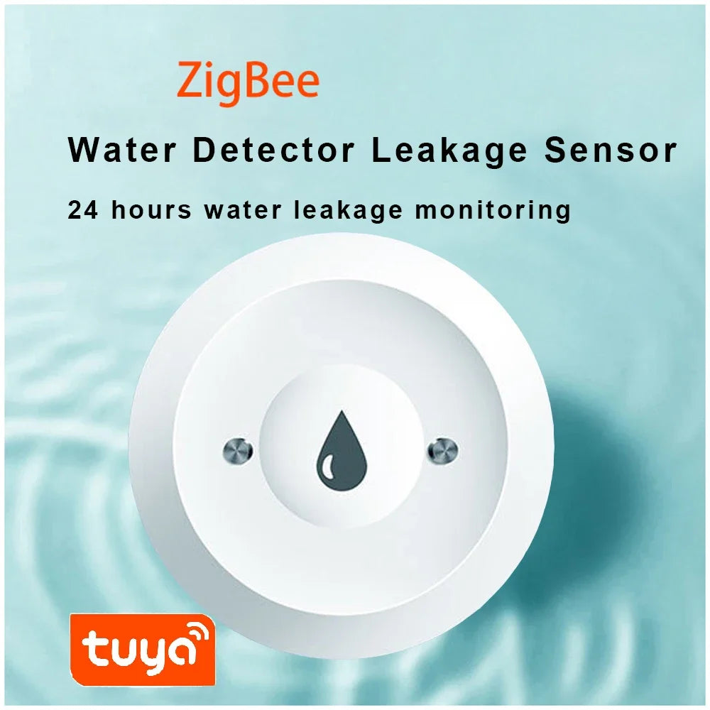 Sensor de Inundación y Fugas de Agua Tuya Zigbee 3.0 | Detector Inteligente Inalámbrico con Alerta Remota en Tiempo Real para App Smart Life