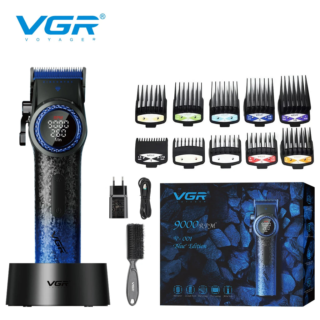 Cortapelos Profesional VGR V-001 – Motor de 9000 RPM, Cuchillas DLC y Batería de 4600 mAh