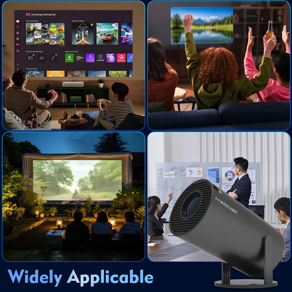Proyector Inteligente Magcubic HY300 PRO | Mini Proyector Portátil Android 14 con WiFi 6 Dual, 290 ANSI, Soporte 8K, Bluetooth 5.4 y Rotación de 180°