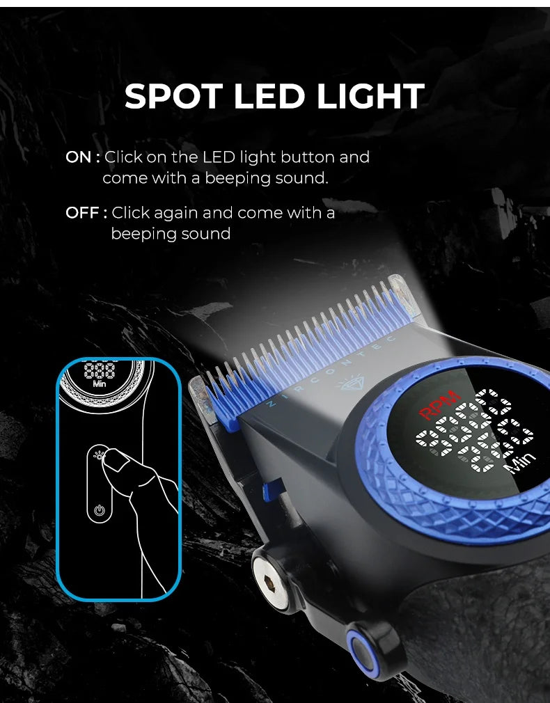 Cortapelos Profesional VGR V-001 – Motor de 9000 RPM, Cuchillas DLC y Batería de 4600 mAh