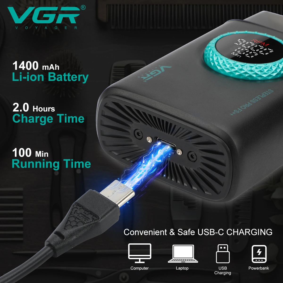 Afeitadora Profesional VGR V-377 – Cuerpo de Metal y Motor de Alta Velocidad (9000 RPM)