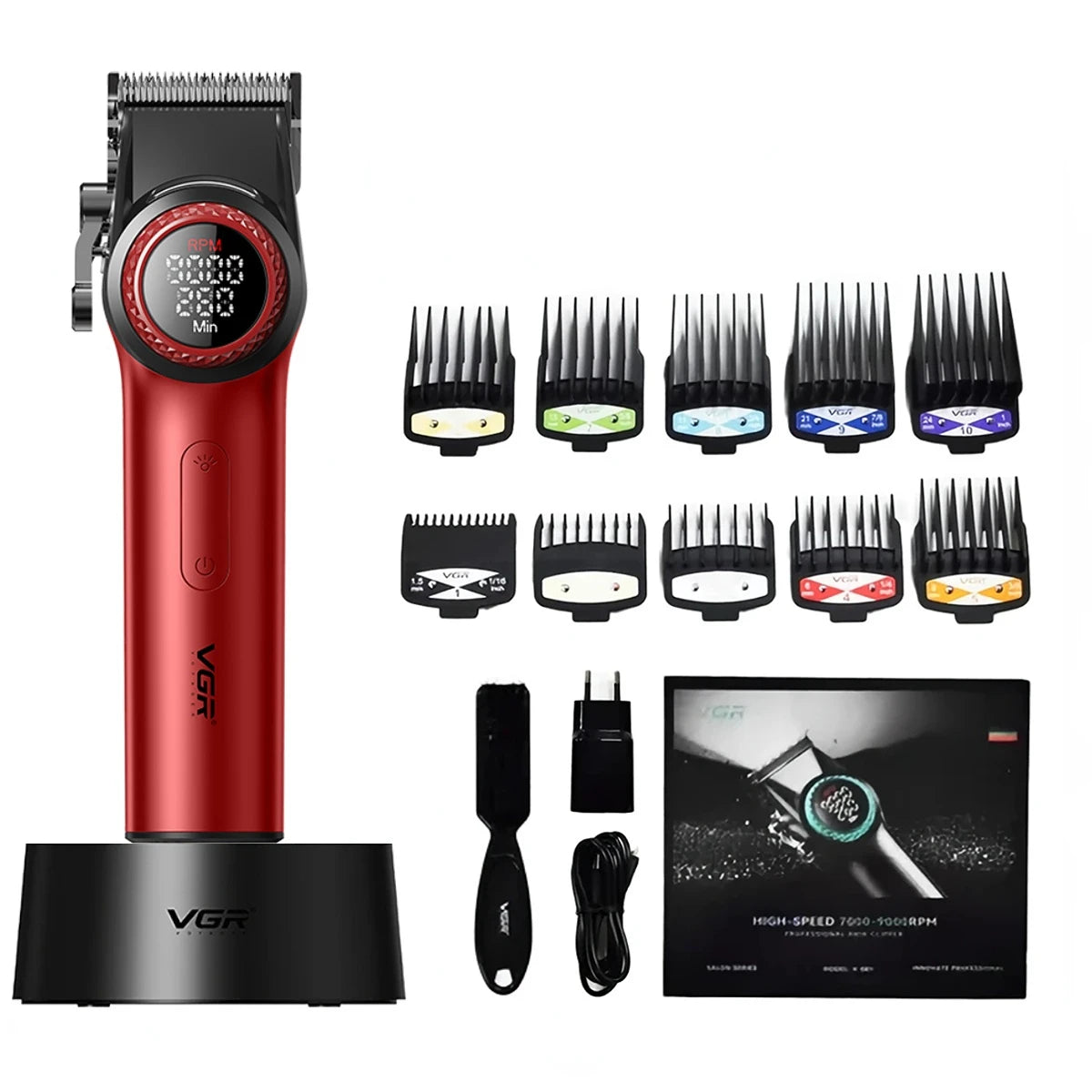 Cortapelos Profesional VGR V-001 – Motor de 9000 RPM, Cuchillas DLC y Batería de 4600 mAh