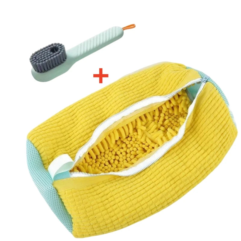 Kit de Lavado de Calzado – Bolsa Protectora para Lavadora y Cepillo de Limpieza con Dispensador
