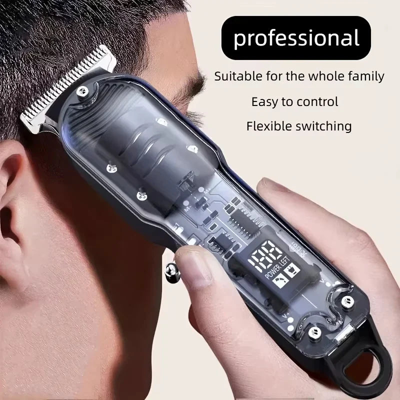Cortapelos Eléctrico Profesional con Cuerpo Transparente