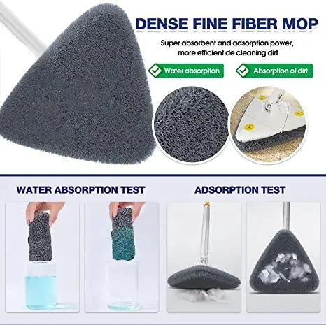 Mopa Triangular Telescópica Giratoria 360° | Fregona de Limpieza con Autoescurrido para Uso Seco y Húmedo de Alta Absorción Untior