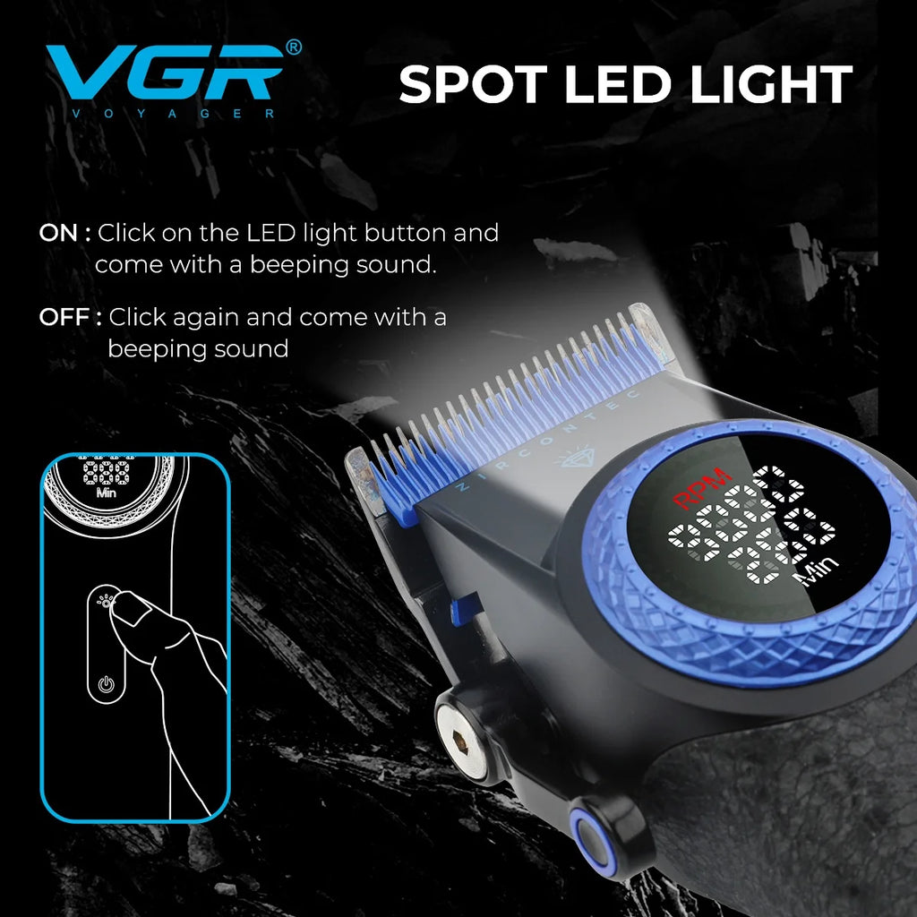 Cortapelos Profesional VGR V-001 – Motor de 9000 RPM, Cuchillas DLC y Batería de 4600 mAh