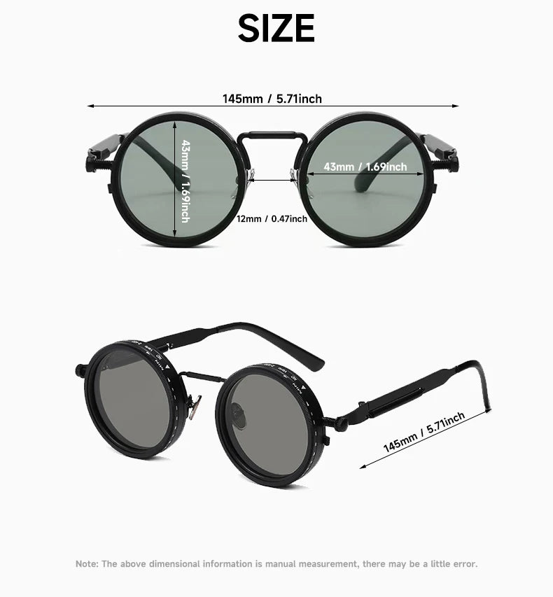 Gafas de Sol Polarizadas Retro Punk – Lentes ND9 con Atenuación Ajustable y Protección UV400