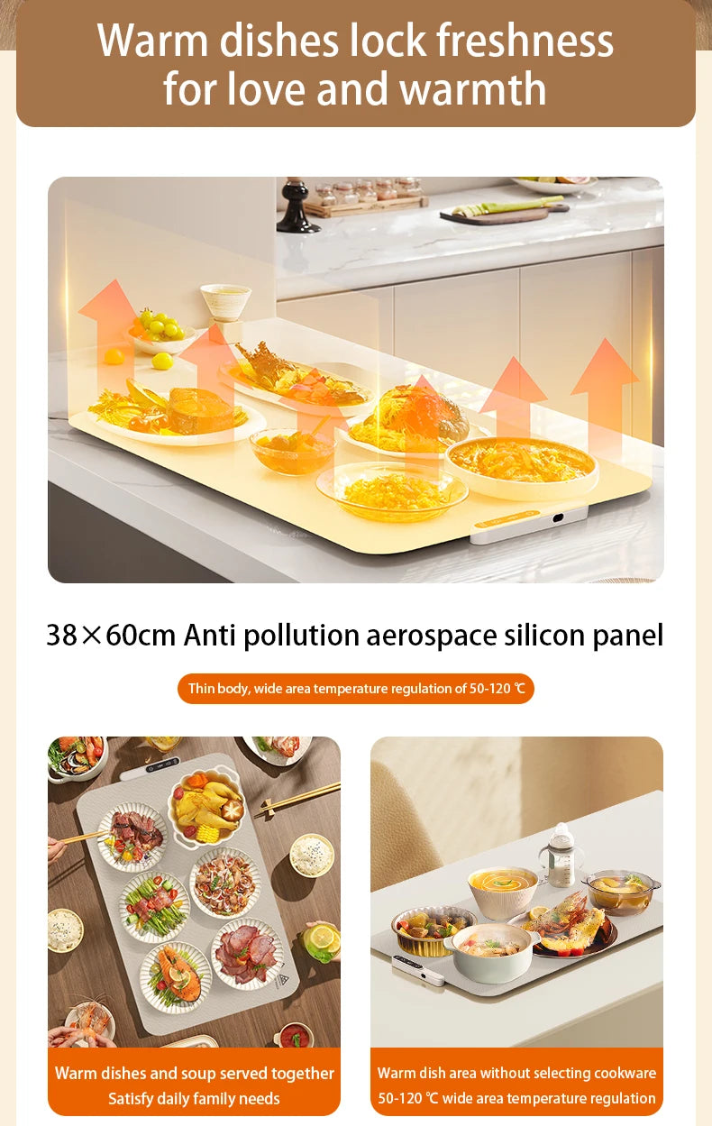 Bandeja de Calentamiento de Silicona Multifuncional – Plegable, Impermeable y de Bajo Consumo