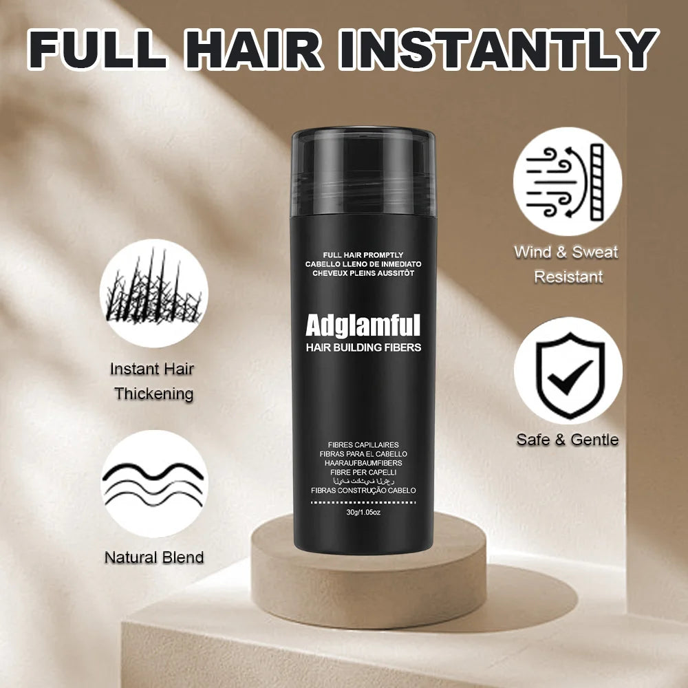 Fibras Capilares Adglamful 30g – Densidad Instantánea y Corrector de Línea de Cabello
