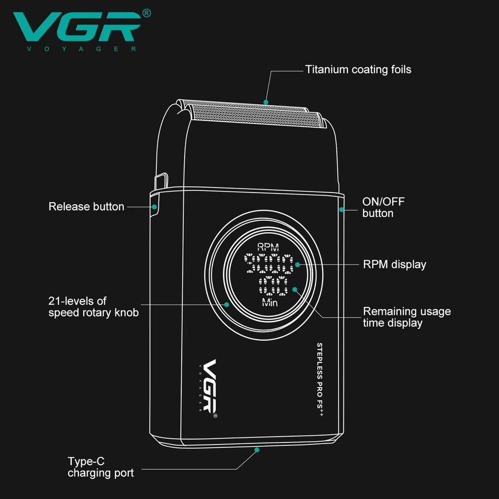 Afeitadora Profesional VGR V-377 – Cuerpo de Metal y Motor de Alta Velocidad (9000 RPM)