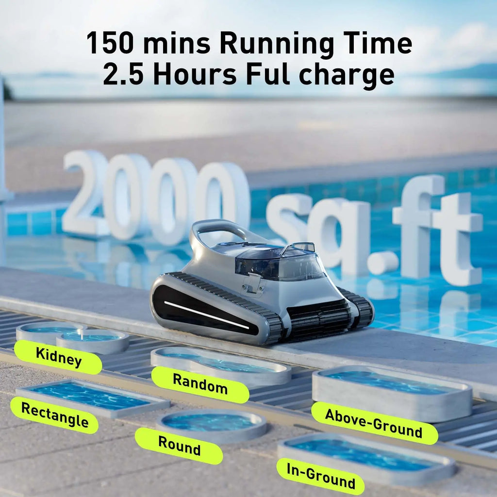 Seauto Crab Pro: Robot Limpiafondos Inalámbrico de Alta Potencia para Piscinas Enterradas (Hasta 200 m²)