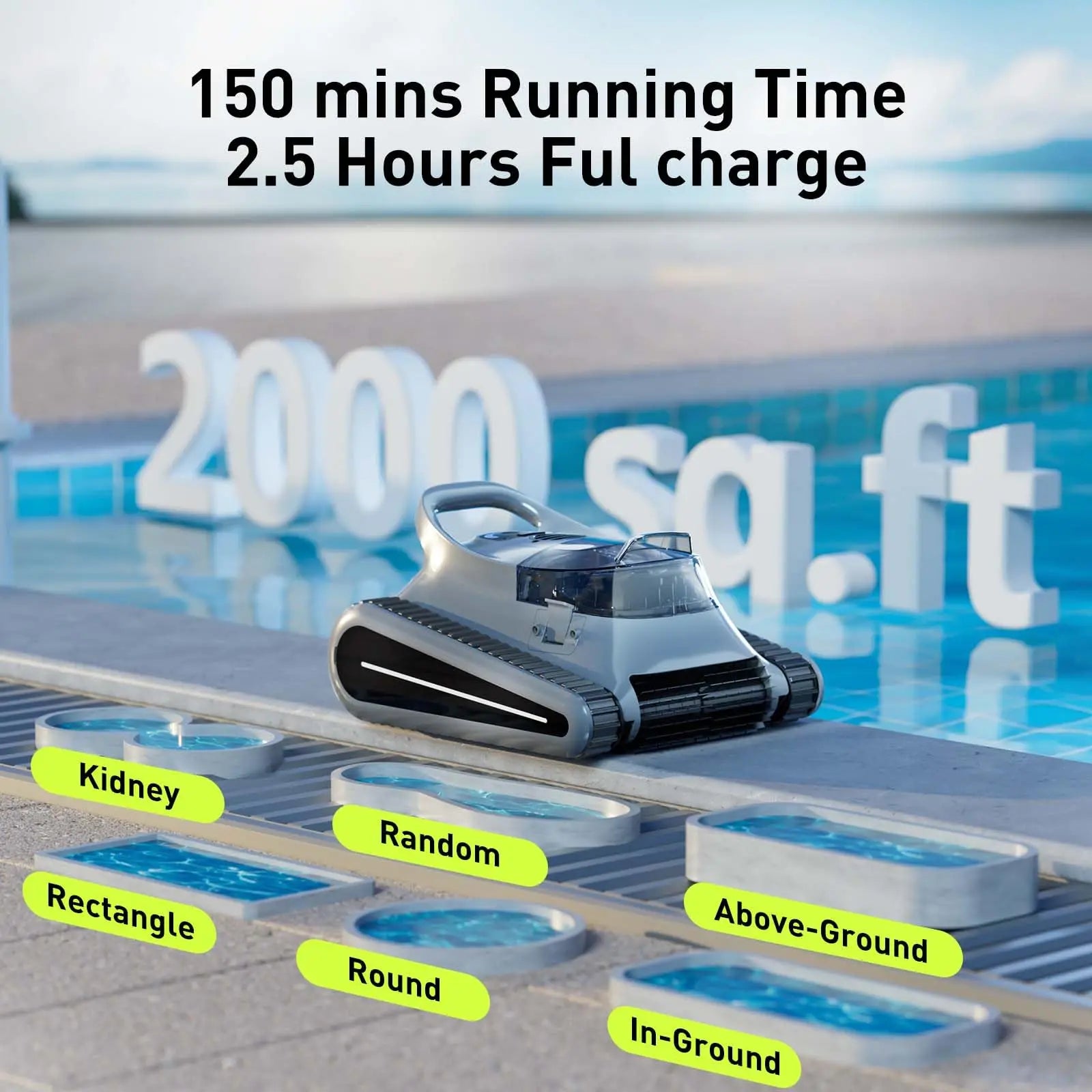 Seauto Crab Pro: Robot Limpiafondos Inalámbrico de Alta Potencia para Piscinas Enterradas (Hasta 200 m²)