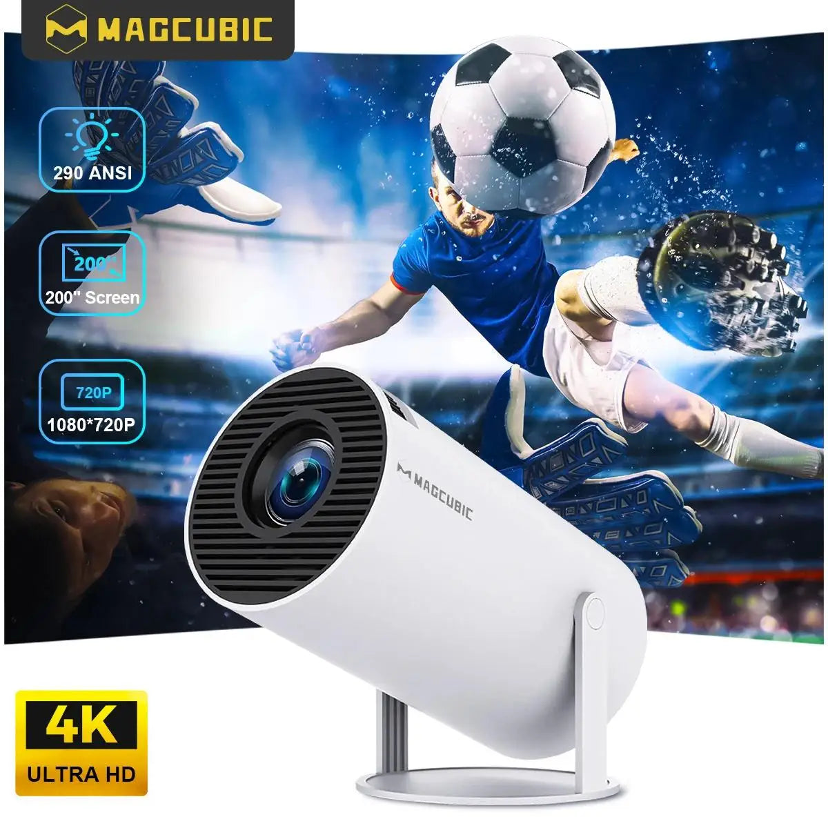 Proyector Inteligente Magcubic HY300 PRO | Mini Proyector Portátil Android 14 con WiFi 6 Dual, 290 ANSI, Soporte 8K, Bluetooth 5.4 y Rotación de 180°