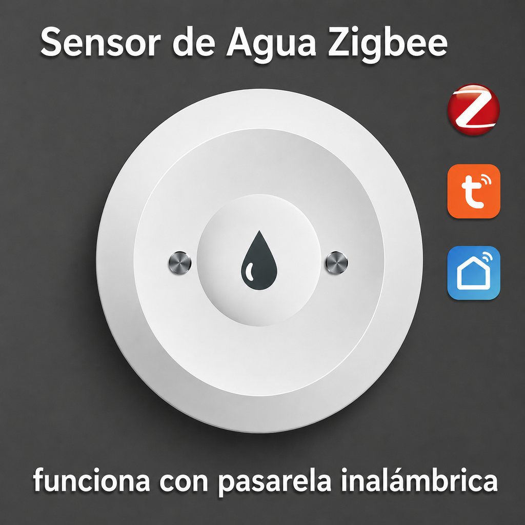 Sensor de Inundación y Fugas de Agua Tuya Zigbee 3.0 | Detector Inteligente Inalámbrico con Alerta Remota en Tiempo Real para App Smart Life