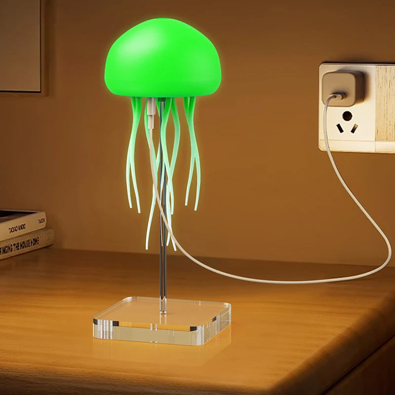 Lámpara de Medusa LED con Control por Voz – Luz de Noche Giratoria y RGB