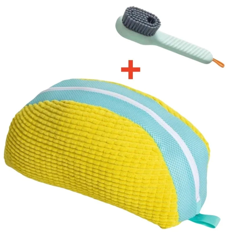 Kit de Lavado de Calzado – Bolsa Protectora para Lavadora y Cepillo de Limpieza con Dispensador