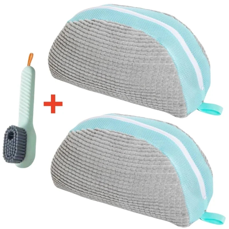 Kit de Lavado de Calzado – Bolsa Protectora para Lavadora y Cepillo de Limpieza con Dispensador