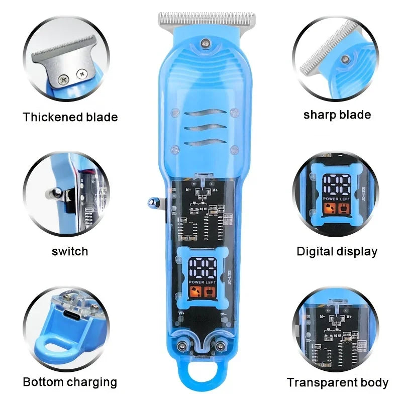 Cortapelos Eléctrico Profesional con Cuerpo Transparente