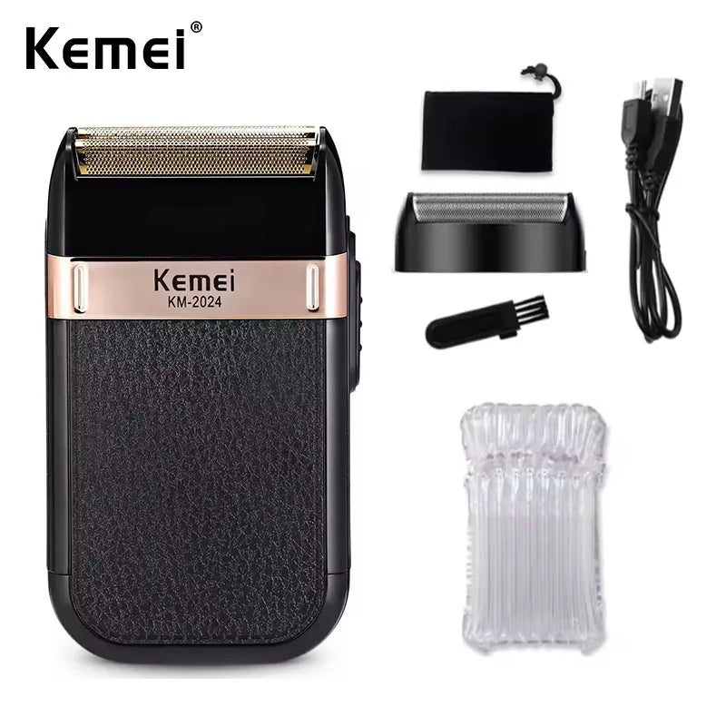 Afeitadora Eléctrica Kemei KM-2024 – Recíproca de Doble Hoja y Resistente al Agua