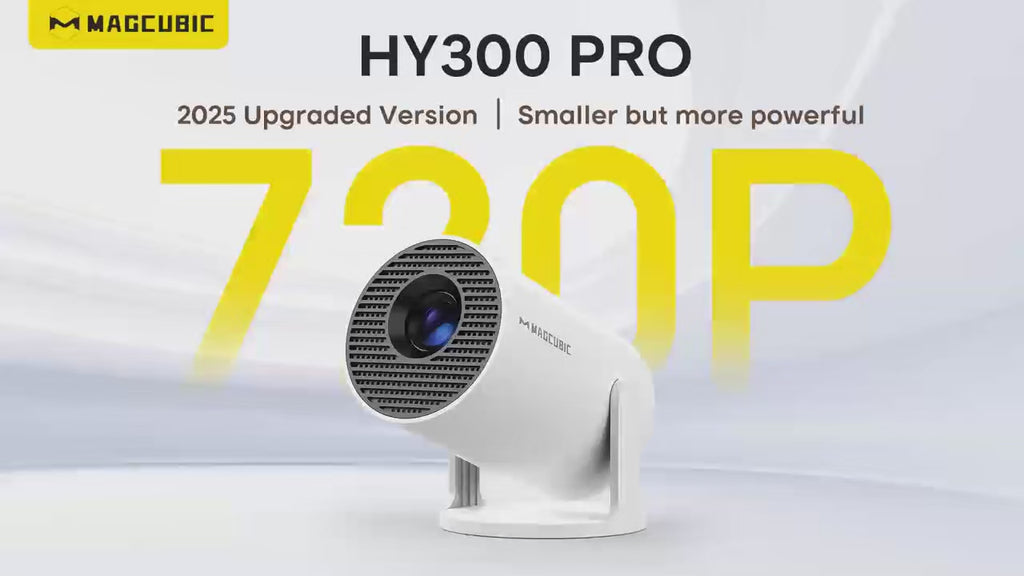 Proyector Inteligente Magcubic HY300 PRO | Mini Proyector Portátil Android 14 con WiFi 6 Dual, 290 ANSI, Soporte 8K, Bluetooth 5.4 y Rotación de 180°